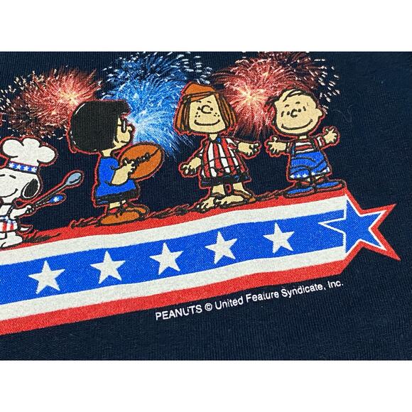 Peanuts Fourth of July Independence Day Navy Blue T-shirt Size Large - Picture 7 of 10